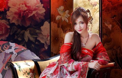 Wallpaper Look Girl Kimono Asian Cutie For Mobile And Desktop