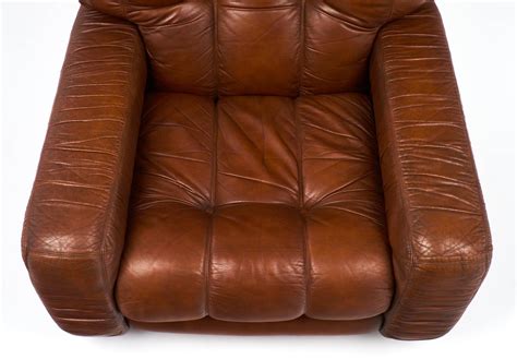 French Vintage Overstuffed Leather Club Chairs For Sale At Stdibs