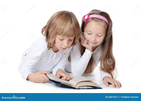 Two Girls Read The Book Stock Image Image Of Happy Adolescence 26872611