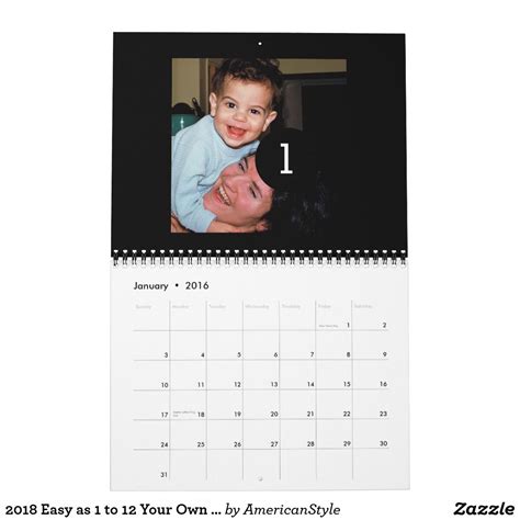 2023 Easy As 1 To 12 Your Own Photo Calendar Black Zazzle