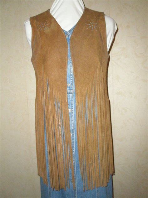Suede Leather Fringe Vest Vintage 1960 All Original Hippie Etsy