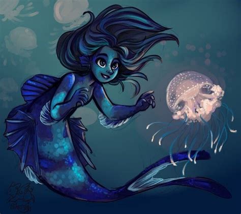 Mermaid And Jellyfish By Sharkie 19 Magical Creatures Fantasy