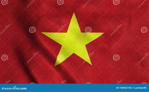 Vietnams Flagga Som Vindar Vietnams Nationella Flagg 3d Illustration