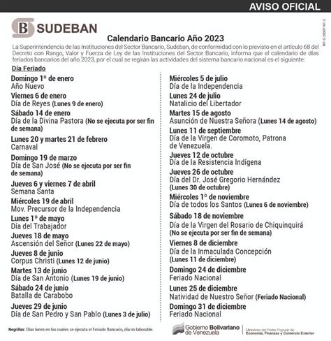 Conozca El Calendario Bancario De Venezuela Para 2023 Diario El Vistazo