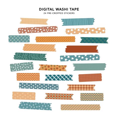 Digital Washi Tape Washi Clipart Digital Stickers Digital Etsy