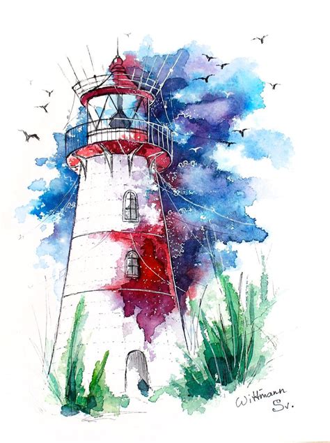 Lighthouse 7 Original Watercolour Painting On Artfinder