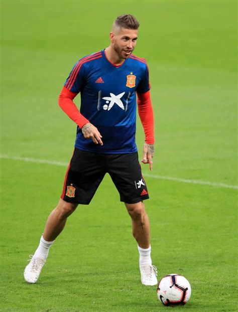 Spains Sergio Ramos During The Training Session At Wembley Stadium