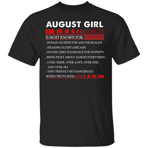 Funny August Girl Shirt August Girl Facts T Shirt Funny August