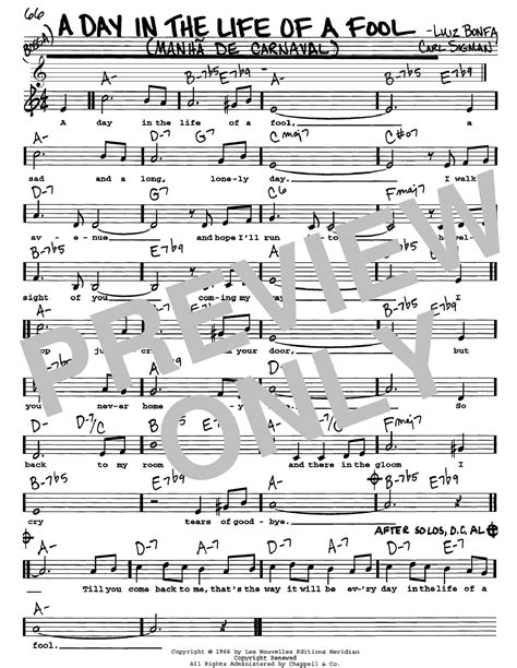 A Day In The Life Of A Fool Manha De Carnaval Sheet Music Direct