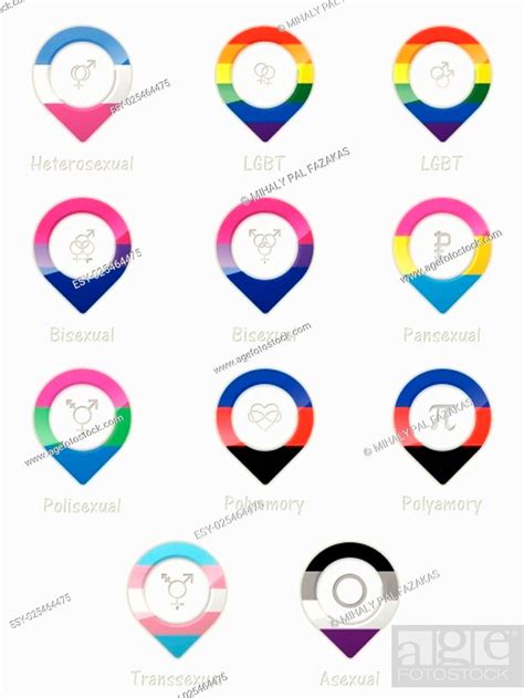 Sexual Orientation Symbols And Flags Represented With Pointers Stock
