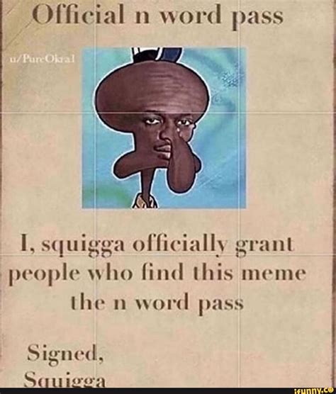 Official N Word Pass Im Squigga Officially Grant People Who Find This Meme The N Word Pass
