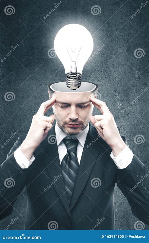 Thinking Businessman With Lightbulb Stock Illustration Illustration