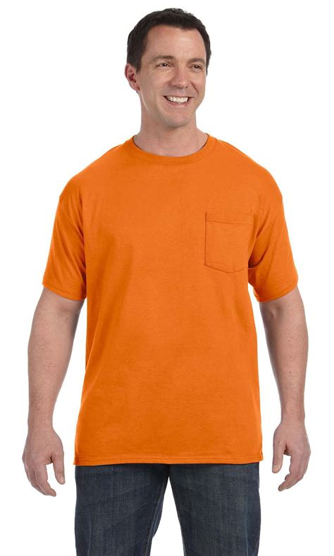 Hanes The Hanes Mens 61 Oz Tagless Pocket T Shirt Orange 3xl