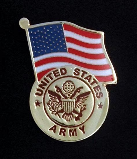 United States Army With Flag Lapel Pin