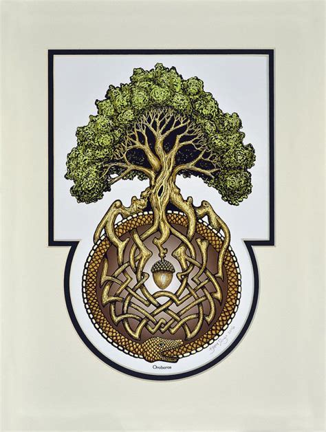 Ouroboros Tree Framed Digital Art Print 12 X 16 Etsy Digital Art