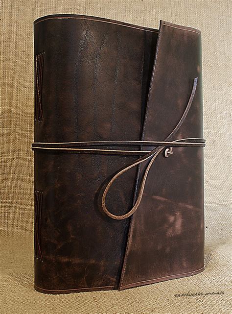 Large Leather Bound Journal In Distressed Dark Brown A4 Etsy