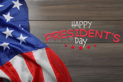Happy President`s Day Federal Holiday American Flag And Text On