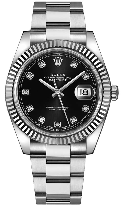 126334 Black Diamond Dial Rolex Datejust 41 Mens Watch