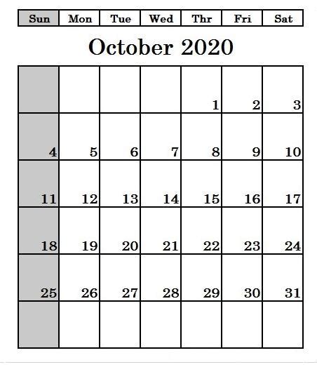 Free October 2020 Calendar Printable Free Printable Calendar
