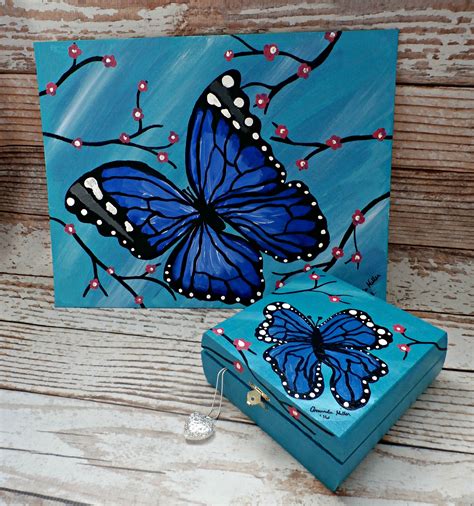 Beautiful Blue Butterfly Acrylic On Canvas Painting Butterfly Art