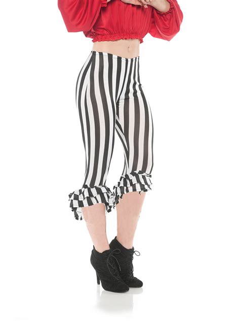 Underwraps Womens Black And White Stripes Ruffle Leggings Costume