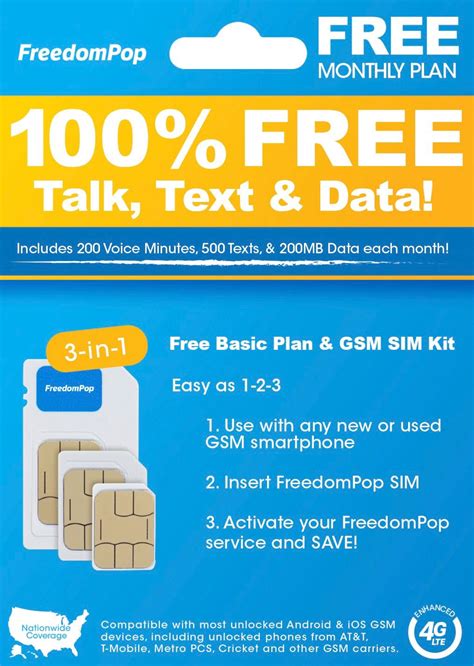 Freedompop Basic Plan Lte 3 In 1 Sim Card Kit Ebay