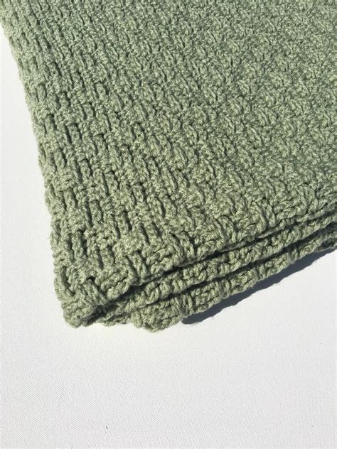 Crocheted Sage Green Afghan Sage Green Blanket Crocheted Etsy