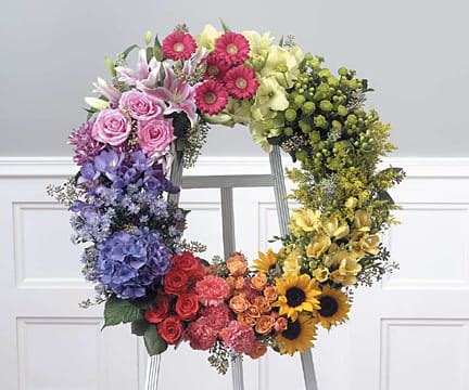 Wholesale flowers wholesale roses yellow roses. Polychromatic Wreath in San Jose, CA | Blackistone Florist