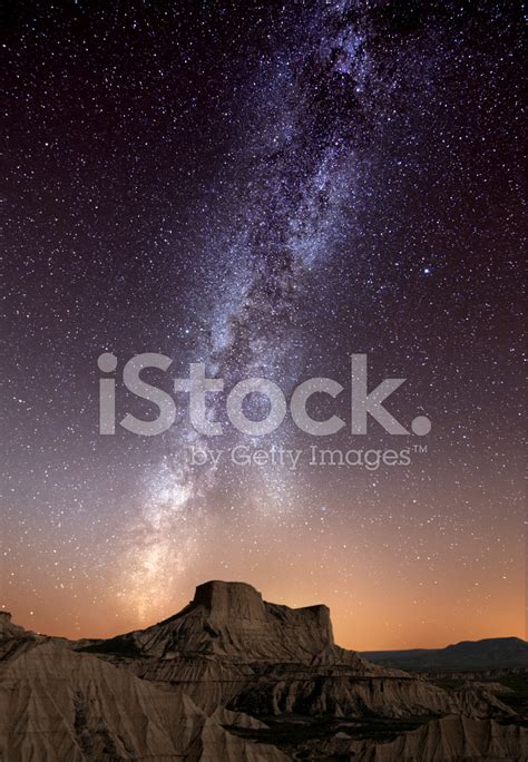 Milky Way Over The Desert Stock Photos