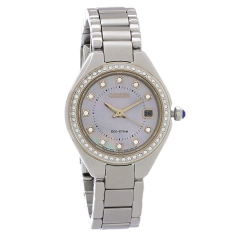 citizen eco drive ladies silhouette crystal stainless steel ew2556 83y