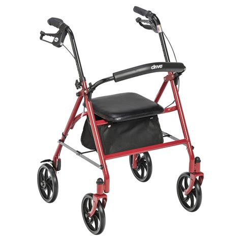 Drive Medical Durable 4 Wheel Rollator With 75 Casters