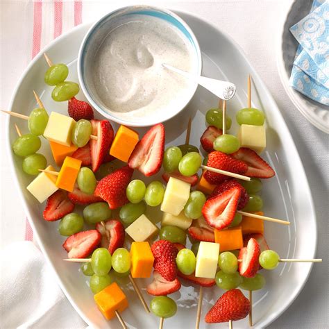 We're having a birthday party at the park this sunday and it's supposed to be hot! Fruit and Cheese Kabobs Recipe | Taste of Home