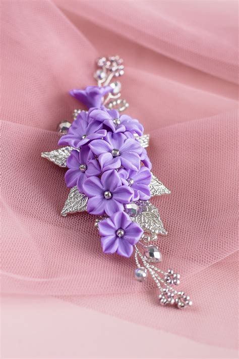 Bridal Purple Headpiece Wedding Violet Flower Hair Piece Flower Hair