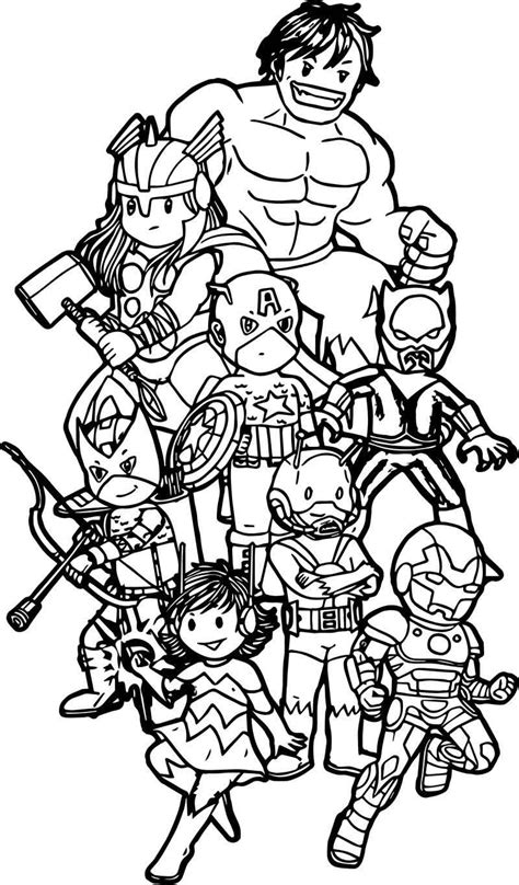 Includes one page for each letter of the alphabet! Avengers Team Coloring Page