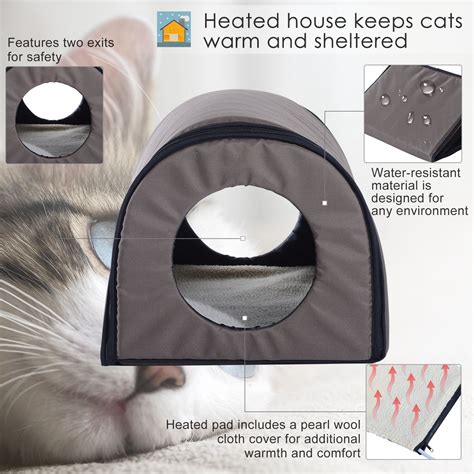 Heated Pet Cat House Bed Indoor Outdoor Waterproof Kitty Shelter W