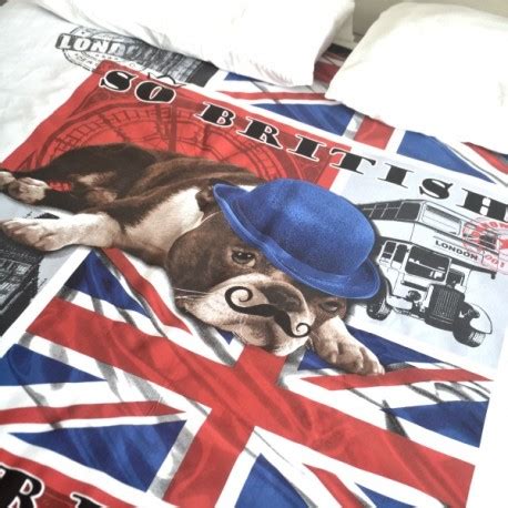 Les housses de couette en coton sont très confortables et deviennent même plus douces au fil des lavages. BRITISH - housse de couette 220x240 London dog lit 2 pers ...