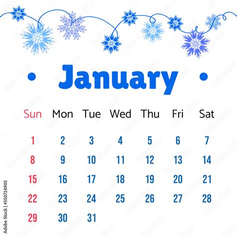 January 2023 Calendar January 2023 Calendar Vector Illustration With