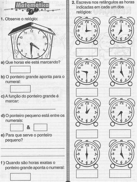 Atividades Sobre Relogio 2 Ano