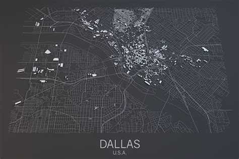 Map Of Dallas Satellite View City Usa Stock Photo Download Image Now