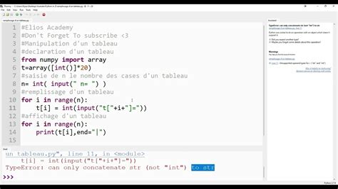 PYTHON Remplissage Et Affichage D Un Tableau YouTube