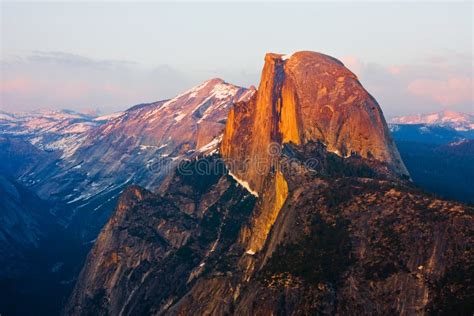 Half Dome At Sunset In Yosemite Stock Image Image Of Meadow Grass