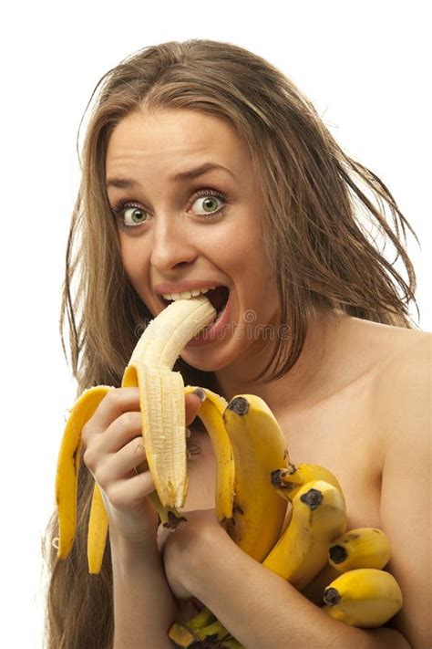 Woman Eating Banana Stock Photo Image Of Amusing Fruit