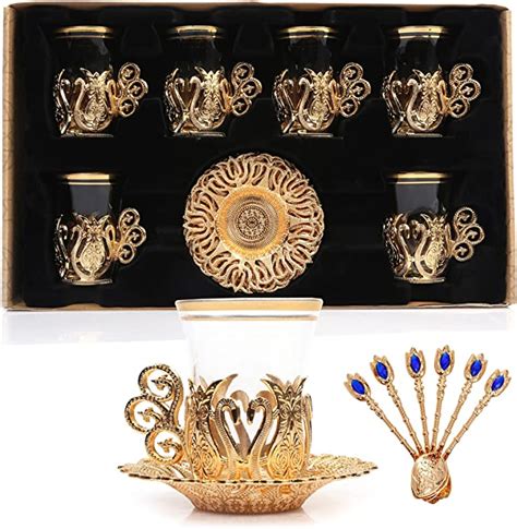 Alisveristime Set Of 6 Handmade Turkish Tea Water Zamzam Serving Set