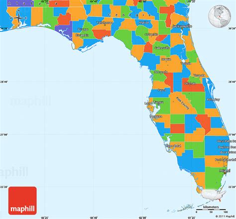Political Simple Map Of Florida