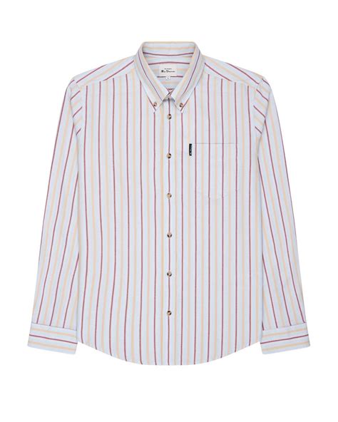 Ben Sherman Mens Shirting Long Sleeve Laundered Oxford Stripe Shirt