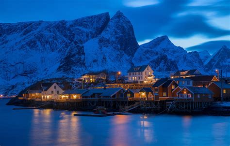 Wallpaper Mountains Village Norway Houses Norway The