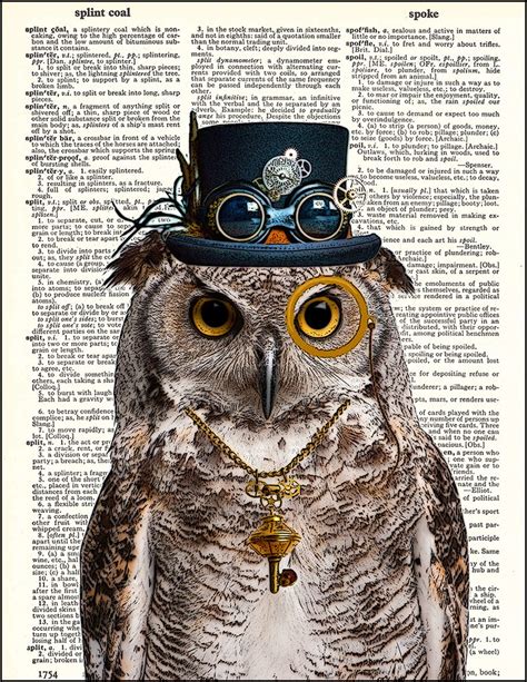 Steampunk Owl Dictionary Art Print Fresh Prints Of Ct