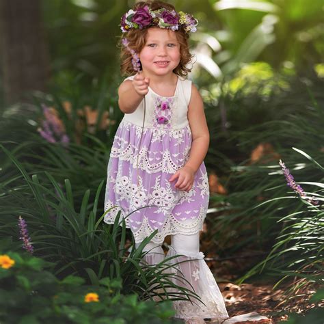 Haute Baby Lacy Lilac 2 Pc Tunic Set For Baby Toddlers