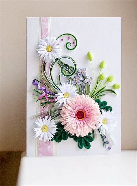 However, these card layouts work well with any patterned papers and supplies you have on hand. Handmade Quilling Card With Fresh Flowers by QuillingBG on ...