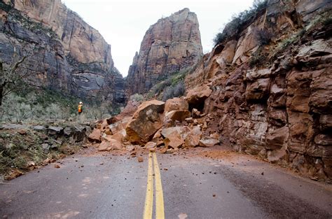 Road Closure At Zion Due To Large Rock And Debris Slide Zion National